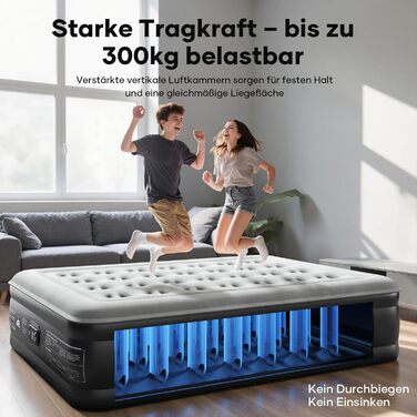 Самонадувальний надувний матрац OlarHike, гостьове ліжко, надувний матрац, намет-диван, двомісний надувний матрац, самонадувальний надувний матрац для кемпінгу або домашнього використання - 200 x 140 x 46 см стандартна висота 46 см чорний, компактний, 2 о