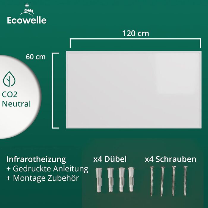 Інфрачервоний обігрівач Classic White 1200 Вт 10 років гарантії Зроблено в Німеччині Подвійний захист від перегріву 1200 Вт без термостата