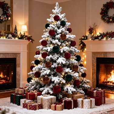 Ялинкові оксамитові кульки 12 шт бордові Miaikoe