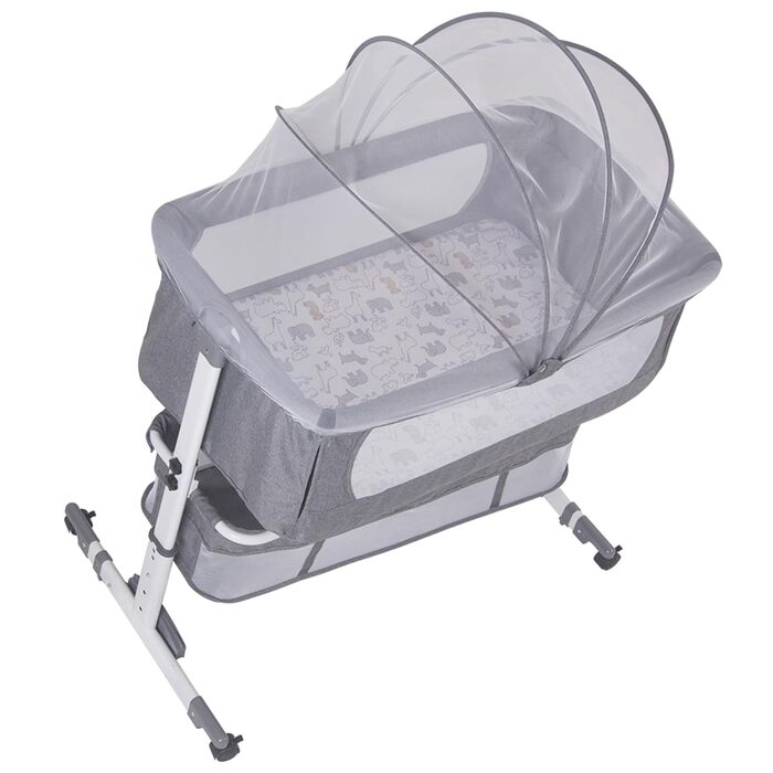 Дитяче ліжечко 2 в 1 Homewell, ліжечко і колиска, ліжечко на колесах, москітна сітка, сумка для зберігання і матрац, регульована п