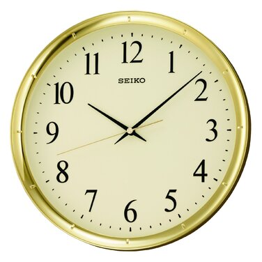 Настінний годинник Seiko QXA417G золотистого кольору, пластик, плавний хід секундної стрілки