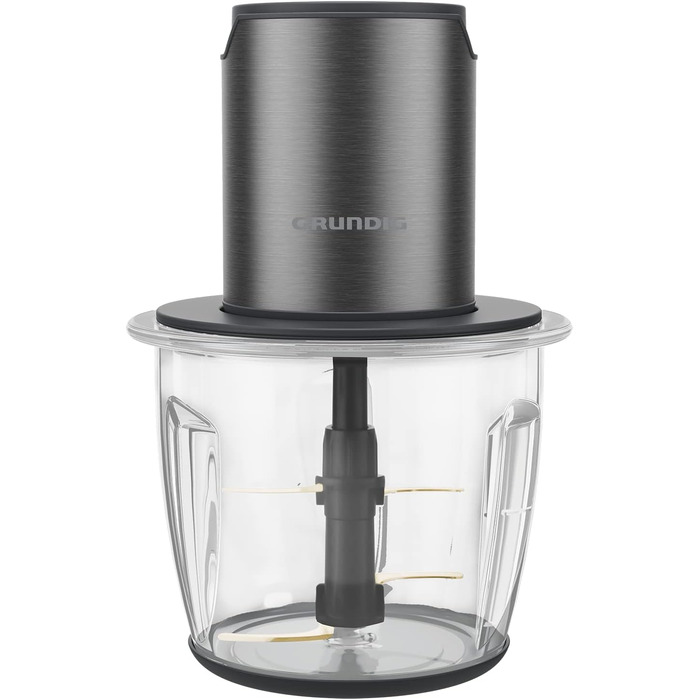 Професійний мультишредер Grundig Delisia Novus CH 7140, 500 Вт, 4 леза з нержавіючої сталі з цирконієвим покриттям, скляний контейнер 1 л, 2 ступені, протиковзка підкладка, темний Inox/Black