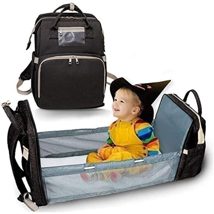 Портативний пеленальний мішок, багатофункціональний пеленальний рюкзак 4-в-1, дитячий дорожній рюкзак для дитячого ліжечка, складн