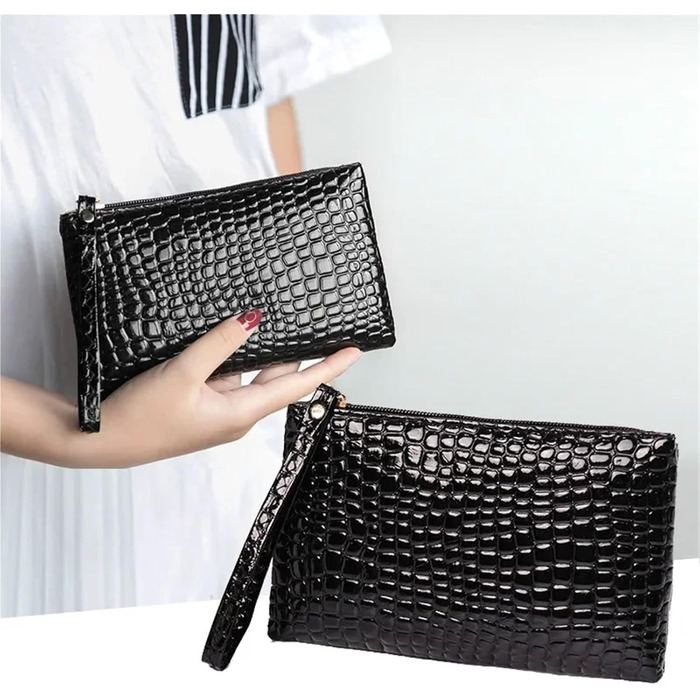 Жіночий клатч-гаманець на зап'ястя, 2 в 1, коричневий. Маленька сумочка з PU-шкіри з монетним відділенням на блискавці.