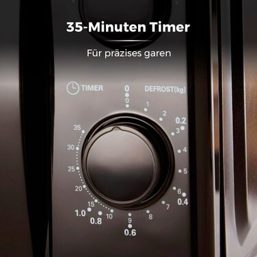 Ручна мікрохвильова піч Tower T24034BLK 20 літрів 700 Вт з 5 рівнями потужності та таймером на 35 хвилин - мікрохвильова піч чорна