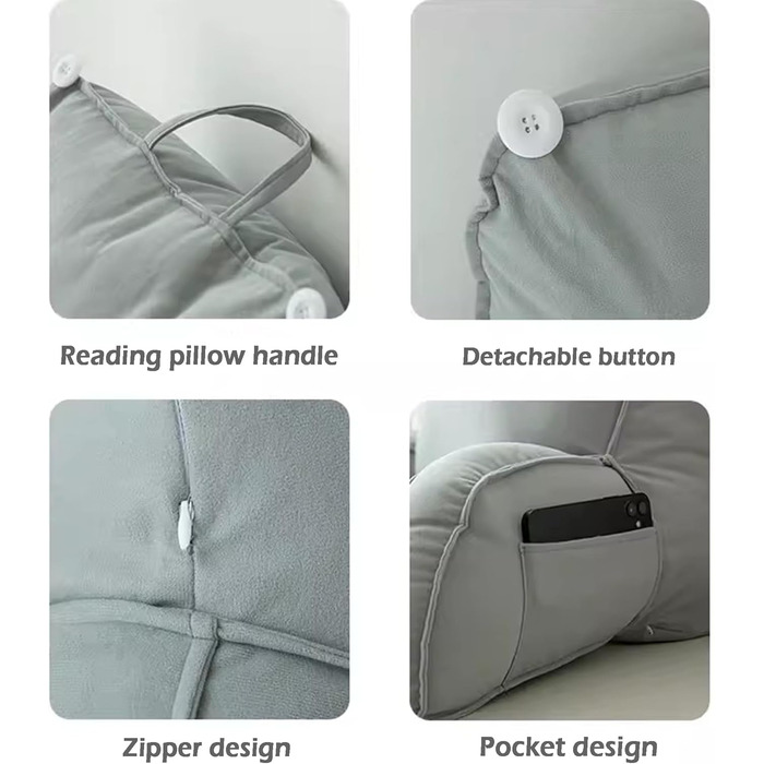Велика подушка для читання для дивана, крісла, ліжка, підлокітника, м&39якої подушки, подушки для підтримки попереку, спинки, подушки для відпочинку, подушки для талії, подушки для підтримки спини та читання, 75 x 40 x 55 см, сірий 2 75*40*55 см сірий