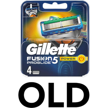 Леза для бритви Gillette Fusion 5 ProGlide Power з обрізним лезом для точності та фрикційного покриття, 4 старих змінних леза