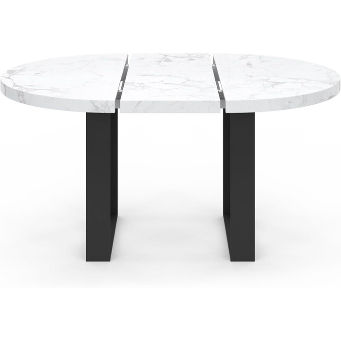 Розкладний круглий обідній стіл Phoenix, 4-6 осіб, стільниця під мармур білий Аляска, 110-150 см