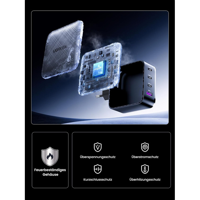 Зарядний пристрій USB C 65 Вт Блок живлення USB C 4 порти GaN Charger PD Зарядний пристрій сумісний з MacBook Pro/Air, iPhone 16/1