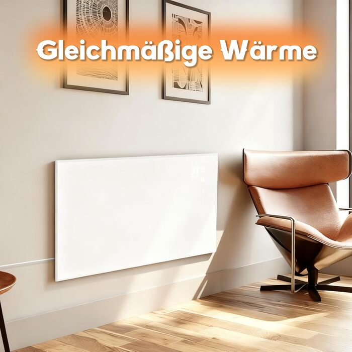 Інфрачервоний настінний обігрівач, 450 Вт - термостат, електричний інфрачервоний обігрівач, окремостоячий блок з пультом дистанційного керування, енергозберігаючий електричний обігрівач з електричним радіатором, настінний, додаток, WiFi, 450 ВтAPP