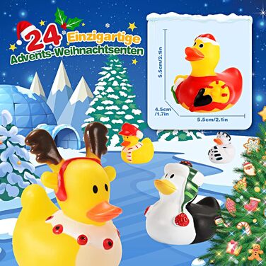 Адвент-календар groboma 2025 Гумові качечки, 24 іграшки для ванни