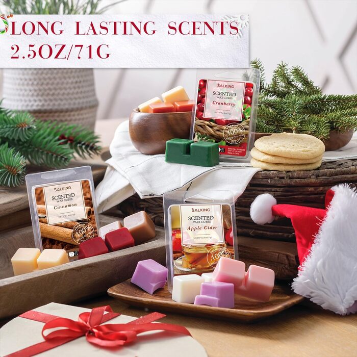 Подарунковий набір на Хелловін, Різдво, 8 ароматів, 100 Soy Wax Room Fragrance Scented Candle, Wax Melts for Candle Warmer, Christmas Wreath and Gingerbread Fragrances