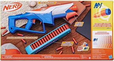 Нескінченний бластер Nerf серії N та 80 точних дротиків N1, затворна заслонка та знімний поясний магазин, бластер для просунутих гравців, хлопчиків та дівчаток