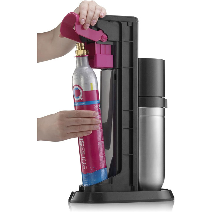 Пакет SodaStream Soda maker DUO з циліндром CO2 Quick-Connect, 2 шт. скляною пляшкою 1 л і пластиковою пляшкою 1 л, яку можна мити в посудомийній машині, висота 44 см, колір титан