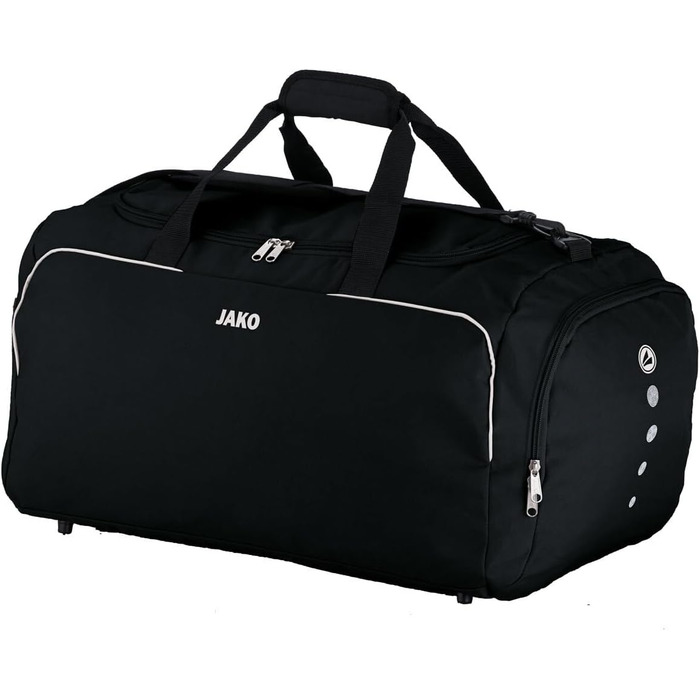 Спортивна сумка JAKO Men&39s Classico - Сумка для залу з внутрішньою кишенею, просторим основним відділенням із двосторонньою блискавкою та сітчастою кишенею, регульованим плечовим ременем 1 (Bambini) - 38 см, Чорна