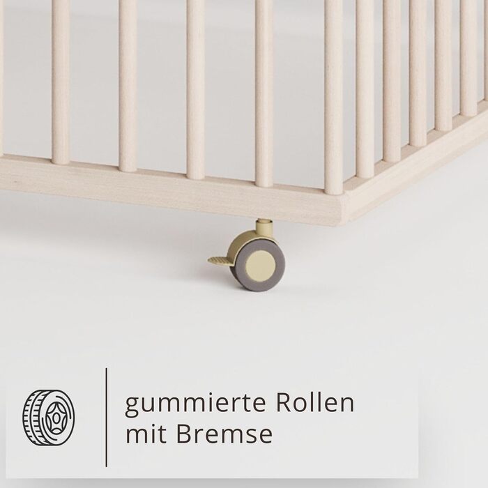 Дитяче ліжечко Smann 60x120 см - підходить від 0 до 4 років - на колесах та трансформується в дитяче ліжечко - система ременів безпеки та регулювання висоти для всіх ліжок - натуральний колір