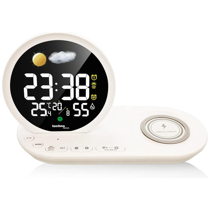 Годинник настільний Technoline WT427 Wireless Mobile Charging White (WT427)