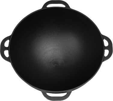 Казан чавунний BBQ-Toro з кришкою 19 л Традиційний чавунний казан Казан з круглою основою Гриль вок попередньо приправлений готови