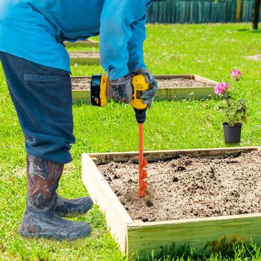 Буровий свердло BeneLabel для саду та землі, 61 x 10 см, для ям під стовпи, спіральне свердло для акумуляторного шуруповерта та дриля, для посадки цибулин та квітів, ручний бурильник із шестигранником 10 мм, інструмент для копання ям під паркан