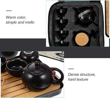 Чайний сервіс Кунг Фу з керамічного чайника Toyvian, 1 предмет, портативний, креативний, легко миється, для особистої колекції та сервірування столу, чорний