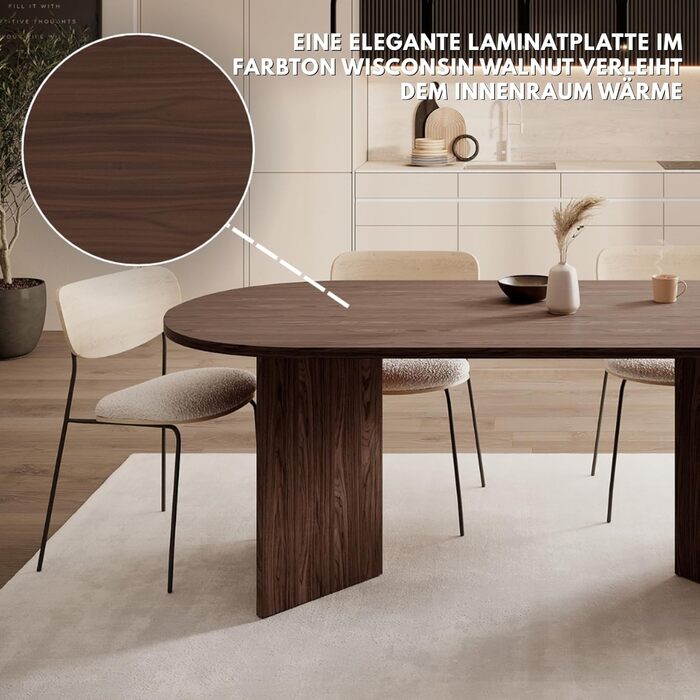 Овальний обідній стіл Selsey OVO, 90 x 204 см Обідній стіл, Кухонний стіл, Горіх Вісконсин
