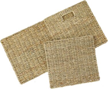 Кошик для зберігання HMF, підходить для полиці KALLAX, плетений кошик з морської трави з ручками Комплект з 4 шт. 32 x 34,5 x 32 см Натуральний, 4 шт. и