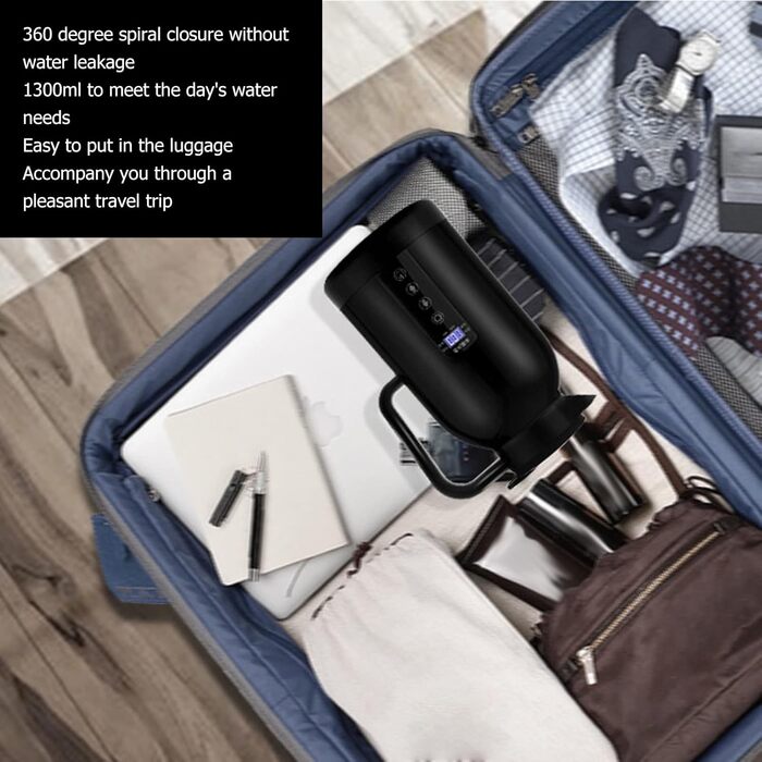 Портативна автомобільна кружка з підігрівом Topiky, чайник з нержавіючої сталі для електромобілів, 1300 мл ізольована, з підігріво