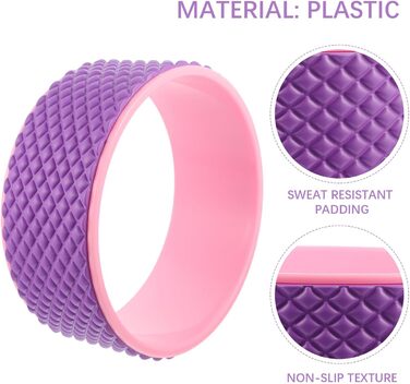 Колесо для йоги Mikinona з пластику для фітнесу та пілатесу, валик для спини з масажними виступами, нековзне колесо для прогинів назад для тренувань з йоги та розкриття хребта, підходить для початківців, рожевий
