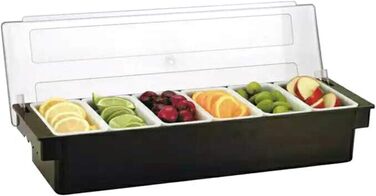 Набір контейнерів для подачі страв Смаколик 6 відділень, пластиковий та металевий контейнери для овочів, фруктів, спецій та гарнірів з кришками