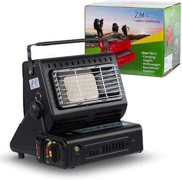Портативний газовий обігрівач та газова плита ZMC 2-в-1 з підключенням для зрідженого газу, кемпінговий обігрівач 1,3 кВт