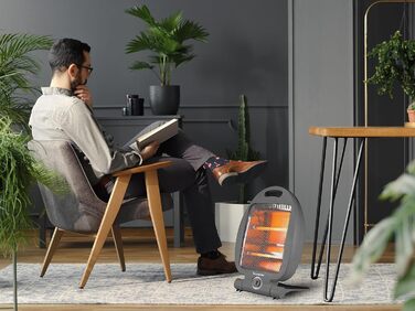 Кварцовий обігрівач BEPER P203PAN004, 400/800 Вт, швидкий нагрів, 2 рівні потужності, 2 нагрівальні елементи, еко-функція, автоматичне вимкнення, сірий, модель 2025