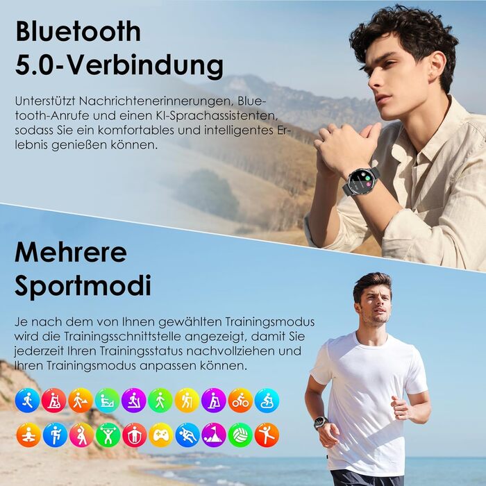 Новий смарт-годинник 2026 року для чоловіків з ЕКГ/кров&39яним тиском/сечовою кислотою/ІМТ, круглий 1,43-дюймовий AMOLED, фітнес-годинник з цілодобовим вимірюванням кров&39яного тиску, серцевого ритму, SpO2, монітором сну/апное, Bluetooth-дзвінками, екстр