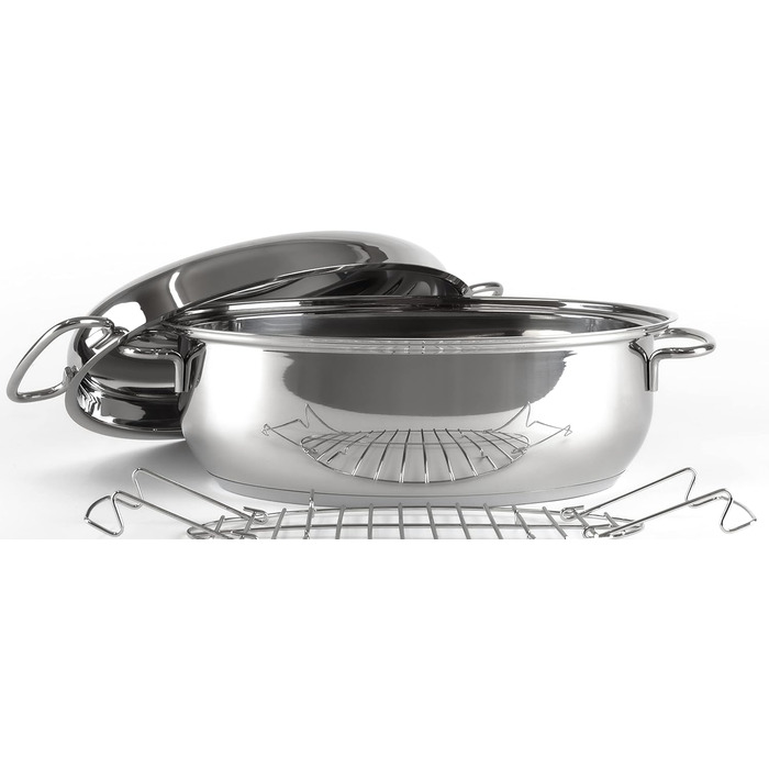 Каструлі Roaster Collection, всі типи варильних поверхонь індукційні, високоякісна нержавіюча сталь 18/10, кришка з терморегулятор