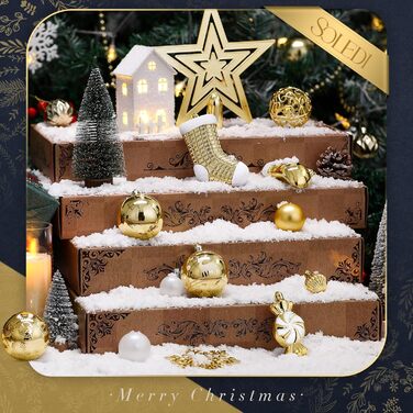 Набір із 128 різдвяних кульок золотих та білих SOLEDI