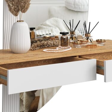 Туалетний столик Vicco Melisa, дуб/білий, 120 см зі світлодіодним підсвічуванням Білий зі світлодіодним дзеркалом