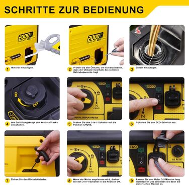 Інверторний генератор Aceup Energy 2000 Вт, бензиновий генератор з 230 В, 12 В, USB, цифровим дисплеєм, для кемпінгу на свіжому повітрі, супер тихий портативний 4-тактний інверторний бензиновий генератор потужністю 19,6 кг, потужністю 2000 Вт з інтелектуа