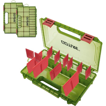 Прозора скринька для рибальських снастей з вимірювальною лінійкою, регульованими роздільниками та нековзними подвійними засувками для рибальських аксесуарів Ергономічна ручка (опціонально) з ручкою для перенесення, 2 шт. (27,5*18,5*4,2 см), 3600 -