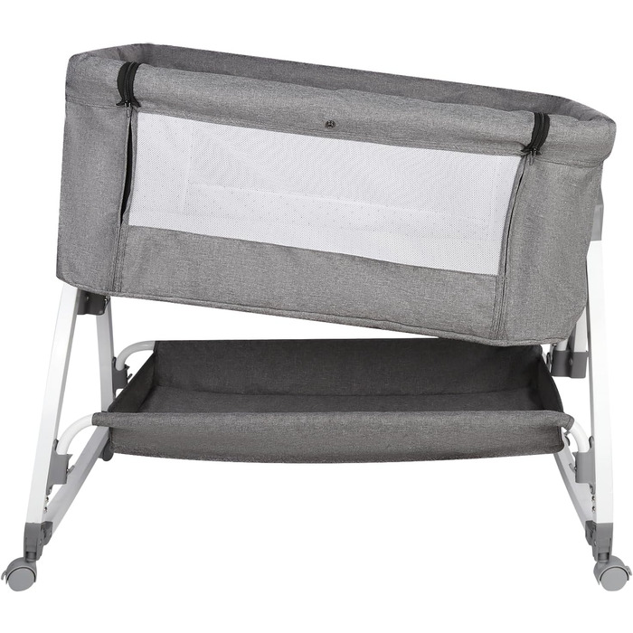 Дитяче ліжечко Side-by-Side, дитяче ліжечко 2-в-1 від народження до 25 кг, додаткове ліжко з 6 регулюваннями висоти, з матрацом/відкидною бічною панеллю/колесами, ліжечко з сітчастої тканини - 80 x 40 x 100-115 см - льон 80 x 40 x 100-115 см - льон