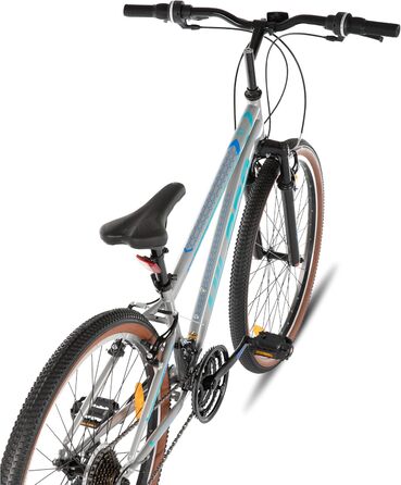 Гірський велосипед HILAND 26 дюймів для чоловіків та жінок, 21-швидкісний гірський велосипед, високоміцна сталева рама, гальма V-подібної форми, хардтейл для дорослих, сірий