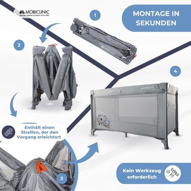 Люлька для подорожей, Автолюлька, 2 в 1, Надзвичайно компактно складається, Знімний матрацик, Mofli, до 15 кг, Дихаюча тканина, Бі