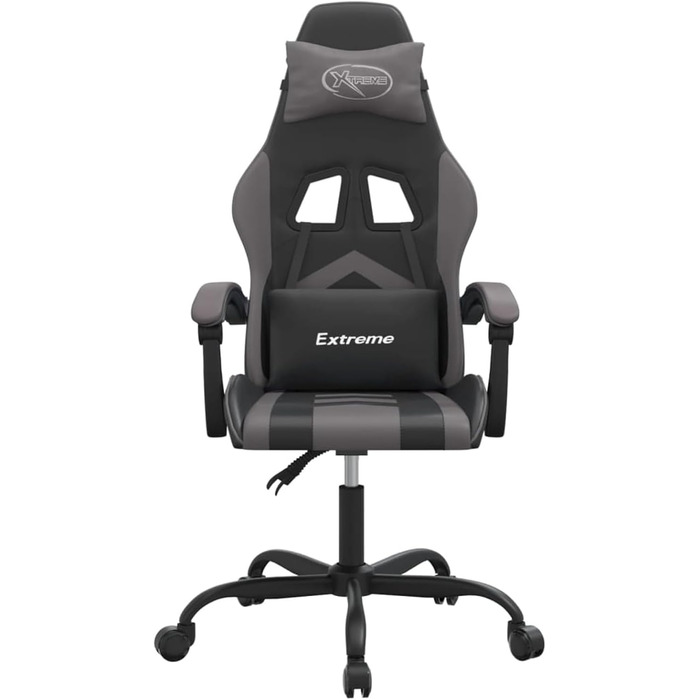 Геймерське крісло з регульованою спинкою, штучна шкіра чорного/сірого кольору, 57,5 x 59,5 см - Для оптимального ігрового досвіду Модель 3143894