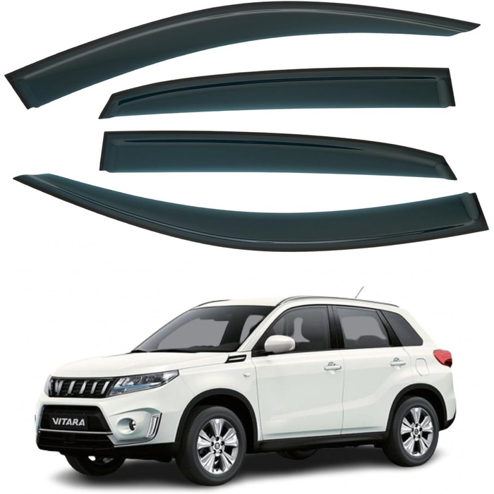 Комплект AirFlux з 4 вітрових дефлекторів, сумісний з Suzuki Vitara 2015, 2016, 2017, 2018, 2019, 2020, 2021, 2022, 2023, 2024.