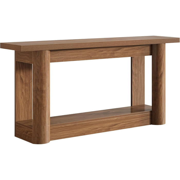 Консольний столик Tribesigns 160 см, вузький столик для передпокою, довгий столик для дивана за диваном, 2-ярусний столик для передпокою, бічний столик для передпокою, вітальні, рустикальний коричневий