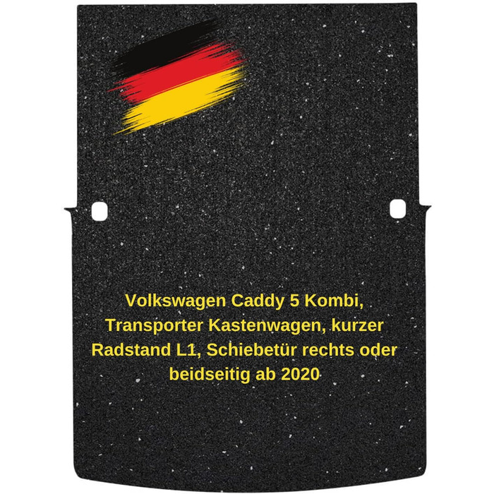 Килимок для вантажного відсіку aruma протиковзкий килимок, спеціально сумісний для 5-панельного фургона VW Caddy, коротка колісна база L1, зсувні двері праворуч або з обох сторін з 2020 року