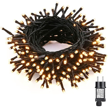 Світлодіодні різдвяні вогні, 25 м 200 світлодіодних гірлянд, теплий білий колір, водонепроникні, розширювані з 12 режимами та таймером для різдвяного декору всередині та зовні приміщень