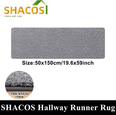 Килимова доріжка SHACOS 50x150 см, нековзка доріжка для передпокою, м&39який кухонний килимок, можна прати, сучасна доріжка для передпокою для кухні, входу, вітальні, сірий 50x150 см сірий