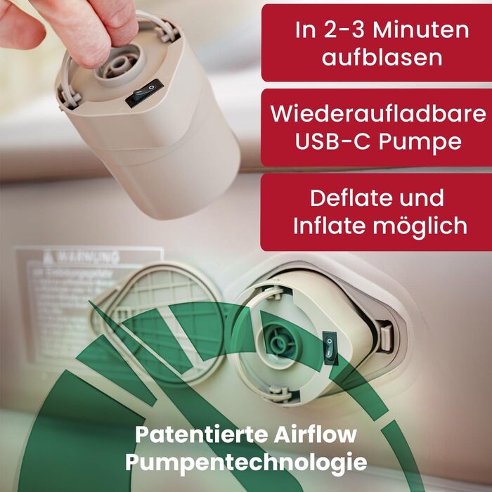 Надувний матрац для 2 осіб - Самонадувальний надувний матрац Преміальне гостьове ліжко без шнура живлення - вбудований насос USB-C - Надувне ліжко - Виберіть свій розмір зараз Бежевий двоспальний