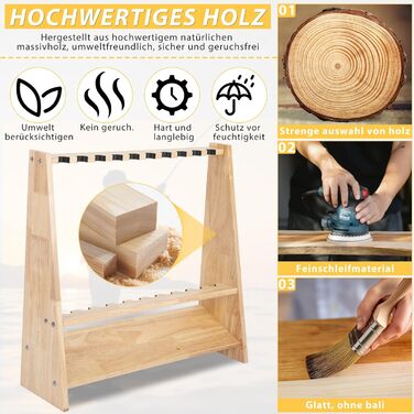 Дерев&39яний тримач для вудок на 10 вудок з кріпильними аксесуарами, 60 x 18 x 58 см, оригінальне дерево, підставка для вудок