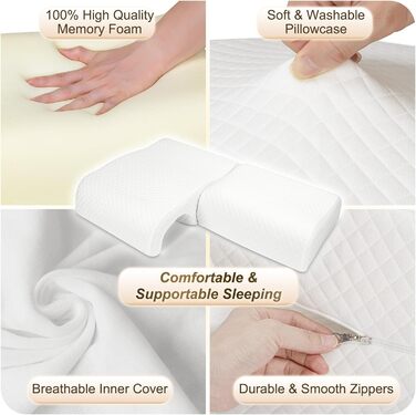Подушка з піни з ефектом пам&39яті HOMCA для сну, подушка для пари, подушка для рук, дихаюча вигнута м&39яка подушка, подушка з повільним відскоком для підтримки поперекового відділу підлокітника