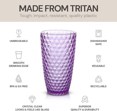 Стакани BELLAFORTE Laguna Beach з ударостійкого пластику Tritan, високі, 540 мл, небиткий посуд для напоїв на відкритому повітрі,